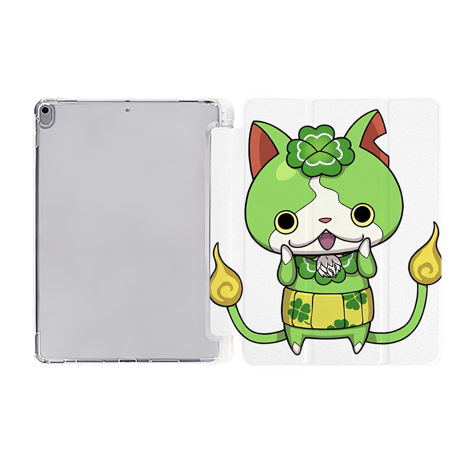 （画像用） 妖怪ウォッチ Yo-kai Watch IPad ケース ペン収納付き 三つ折りスタンド PUレザー×シリコン 対応機種9.5/10.5/10.9インチ
